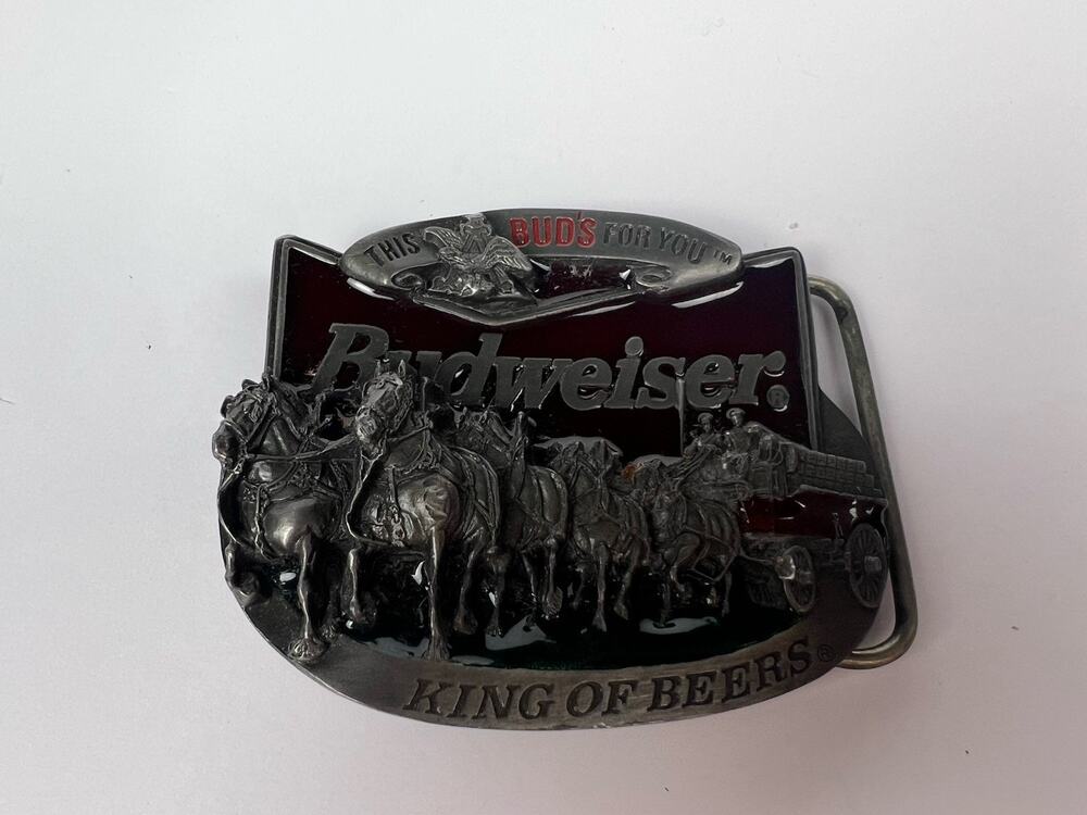 VTG C+J Anheuser Busch USA Made Budweiser Clydesdale Belt Buckle 1996